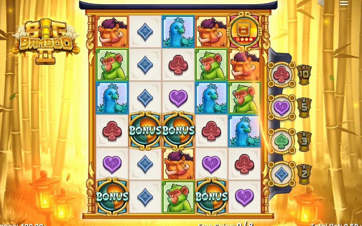 Free Spins mit Mystery Bamboo Symbolen im Raster
